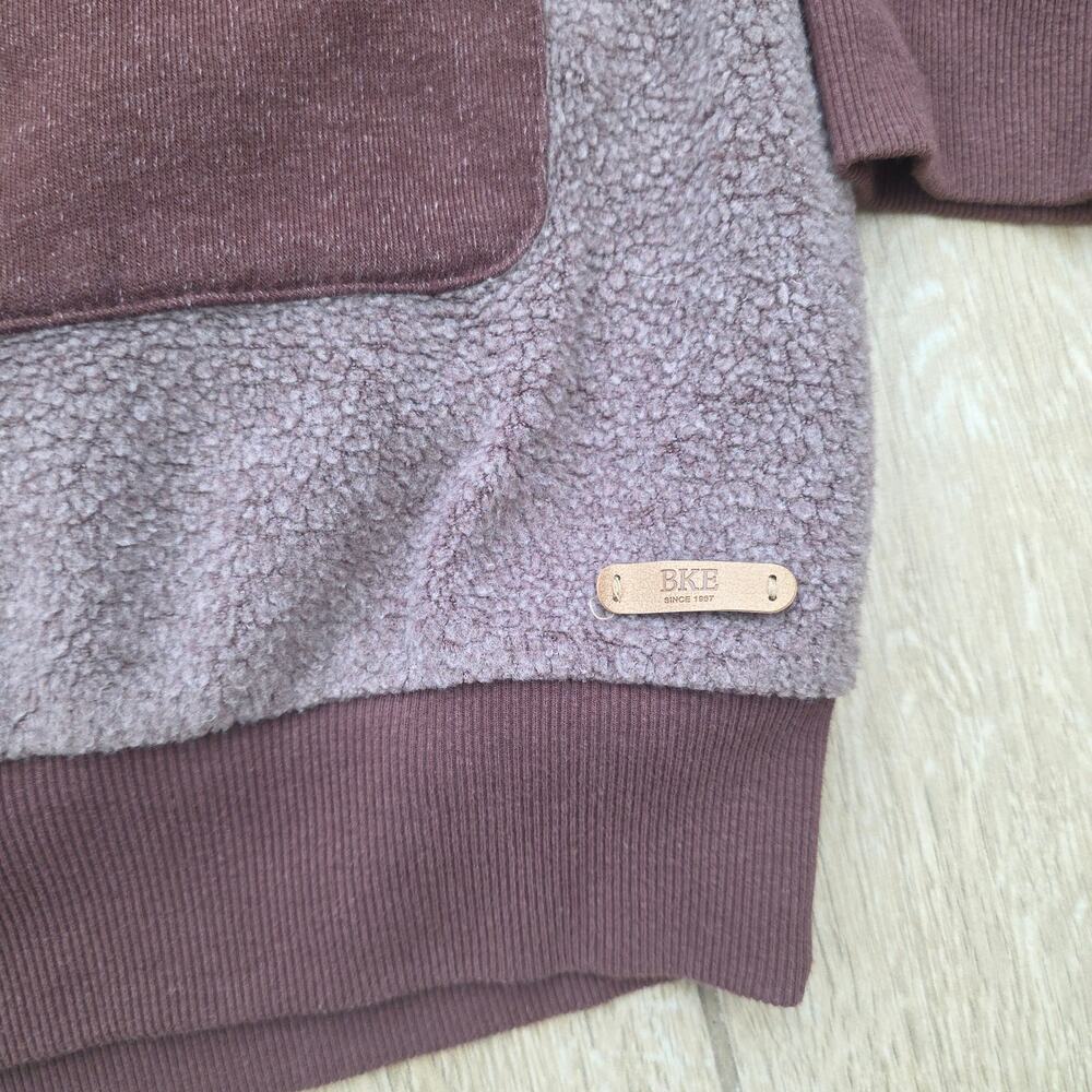 BKE Sherpa Quarter Zip Pullover Men XL Red Brown Colorblock Utility Fleece - Picture 4 of 11